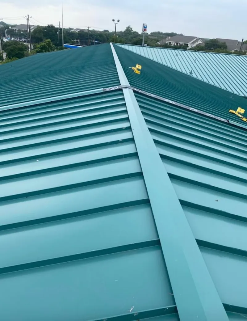 Green commercial metal roof ridge and valley for Metal Roof Repair in Cecil